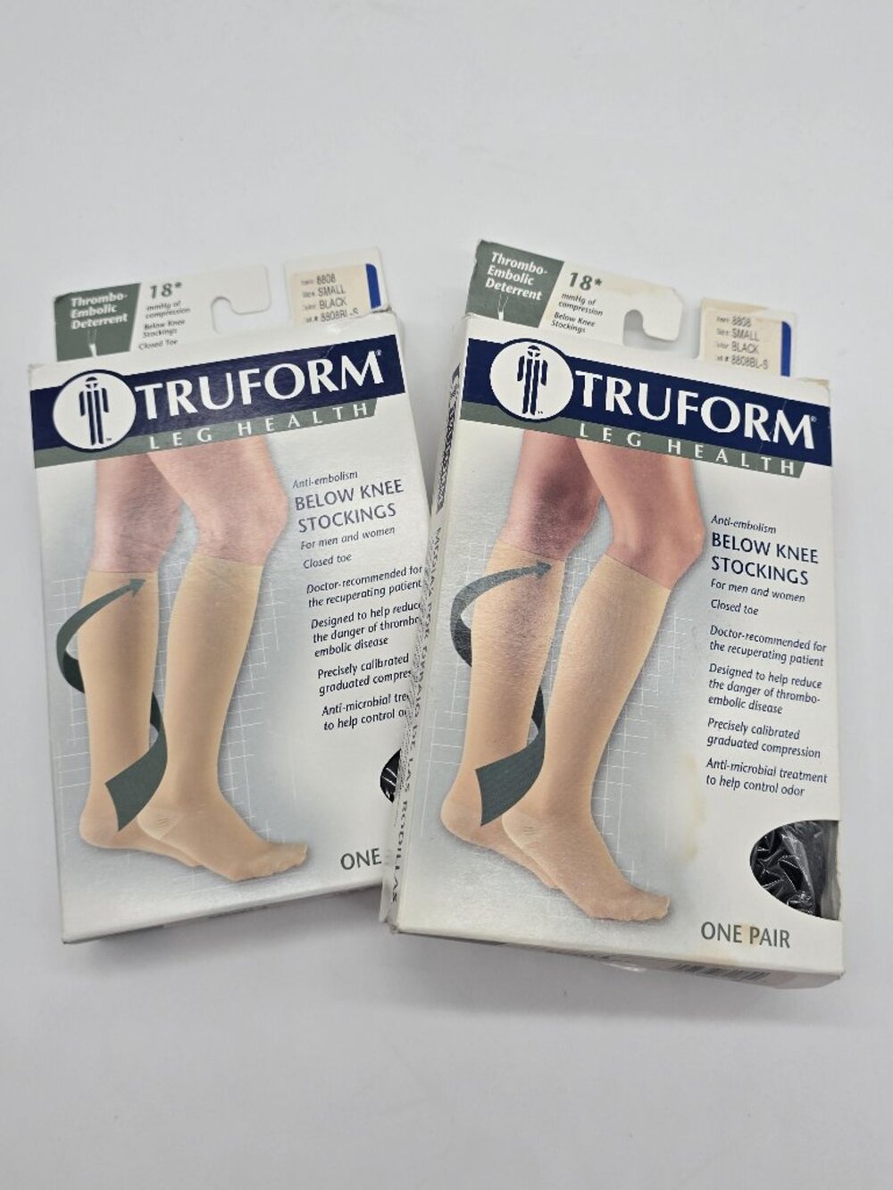 Truform Anti Embolism Compression Stockings Small Black 18mmHg Lot Of 2